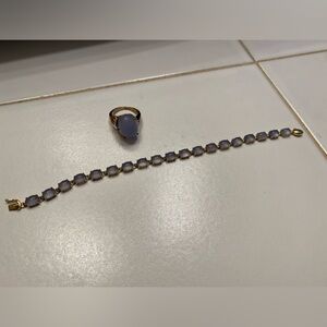 Gold and Jade Ring and Bracelet Set